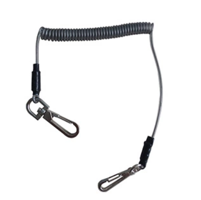 Stainless Steel Coil Spring Wire Core Scaffold Safety Lanyard with 2 Clips